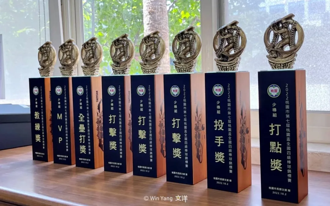 2023全國四級棒球錦標賽獎盃設計細節，棒球選手站在投手丘草皮上太吸睛！