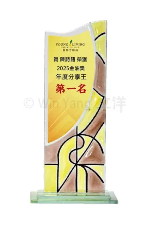 晶采獎座 - 2026 文洋獎盃 領光映彩彩透玻璃獎座