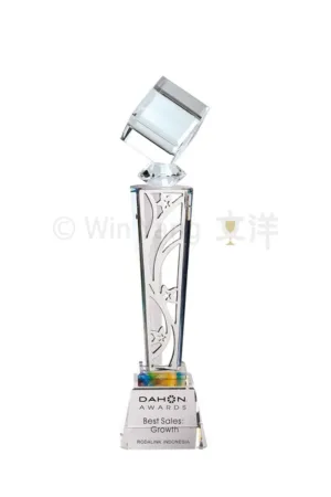 水晶立方體金屬片水晶獎盃(星燦)