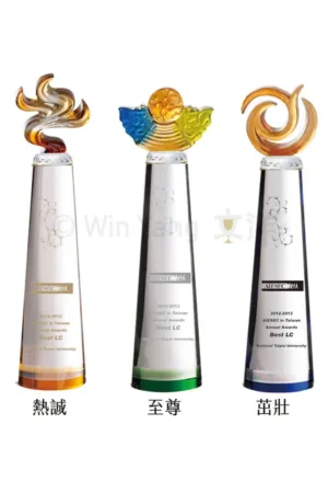 脫臘琉璃配件水晶夾色圓柱水晶琉璃獎盃
