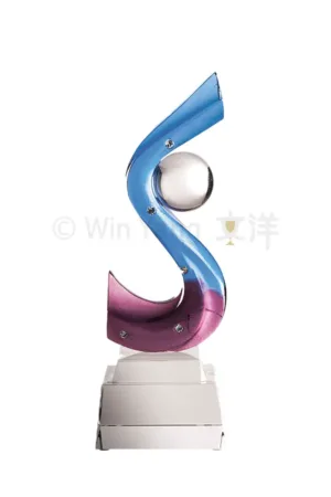 S造型脫臘琉璃水晶球水晶琉璃獎座