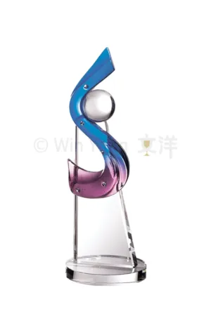 S造型脫臘琉璃水晶球水晶琉璃獎牌