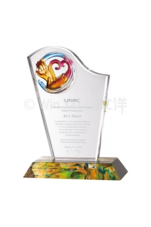 彩虹琉璃 - 2026 文洋獎盃 脫蠟琉璃頭琉璃座水晶獎牌