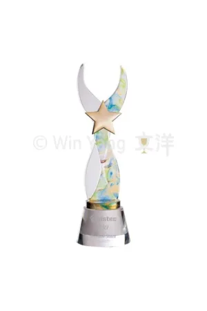 彩虹琉璃造型水晶獎盃